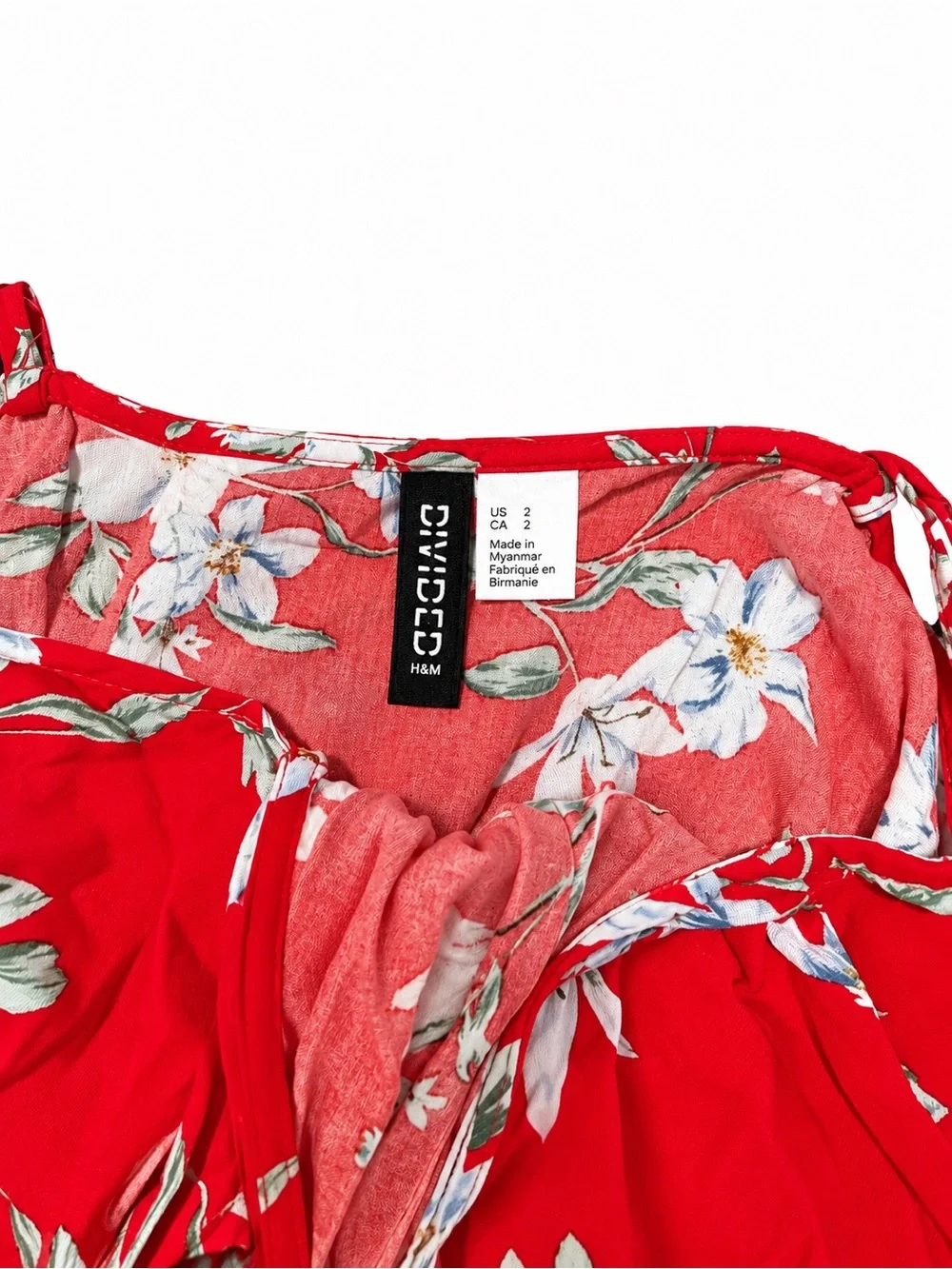 H&M Divided Red Floral Romper Size 2